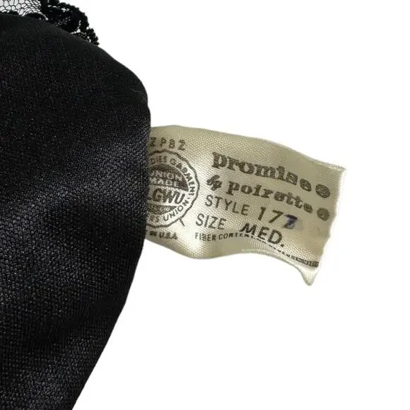 Vintage 70s Dolores For Poirette Black Sleepwear Jumpsuit Medium Lace Gold Satin - Picture 8 of 8